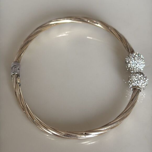 Sterling Silver 14K GP LEAU Twist Clamper Cuff Bracelet - Picture 3 of 5